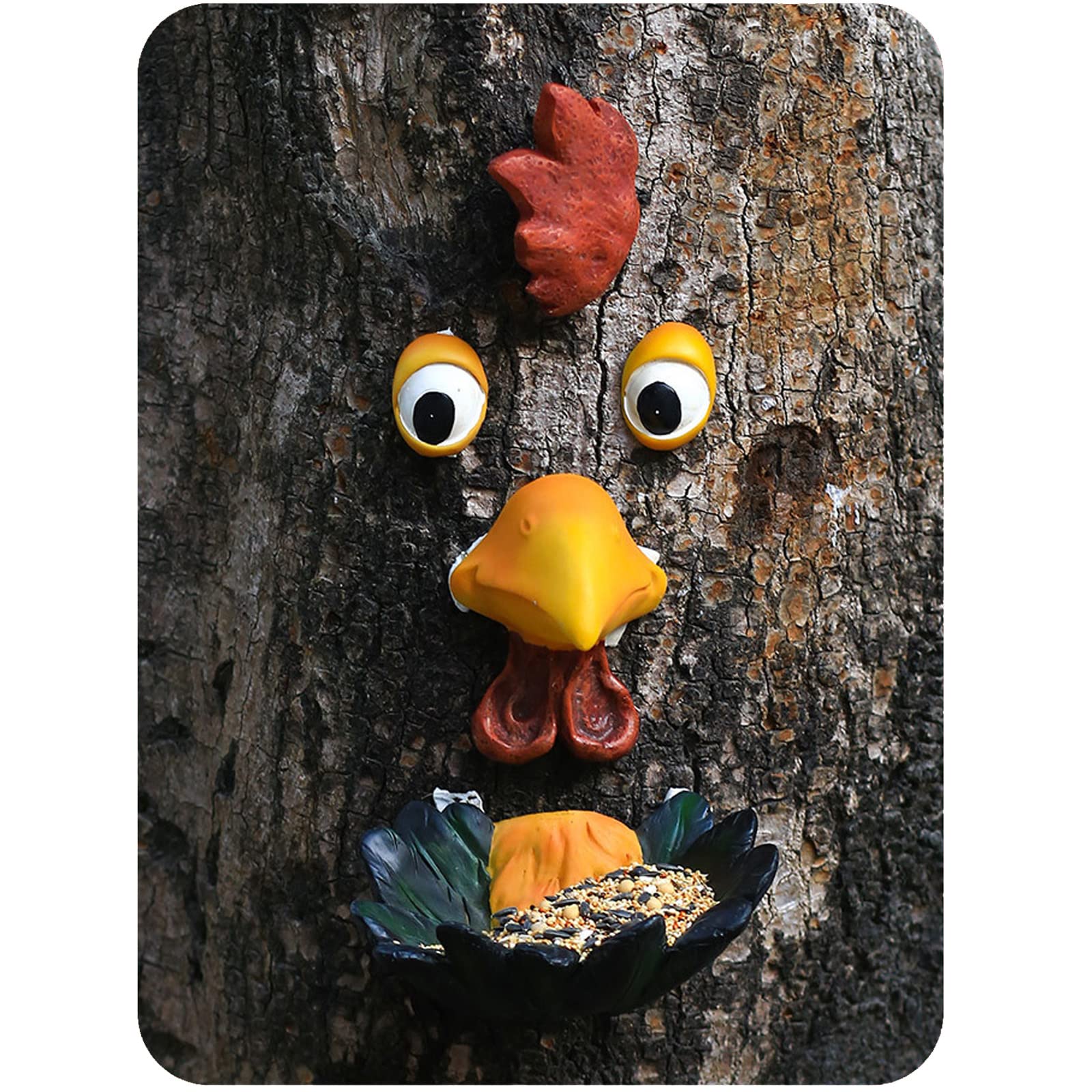Mangiatoia Per Uccelli A Forma Di Faccia D'Albero - Decorazione Da Giardino In Resina, Impermeabile, Con Gancio