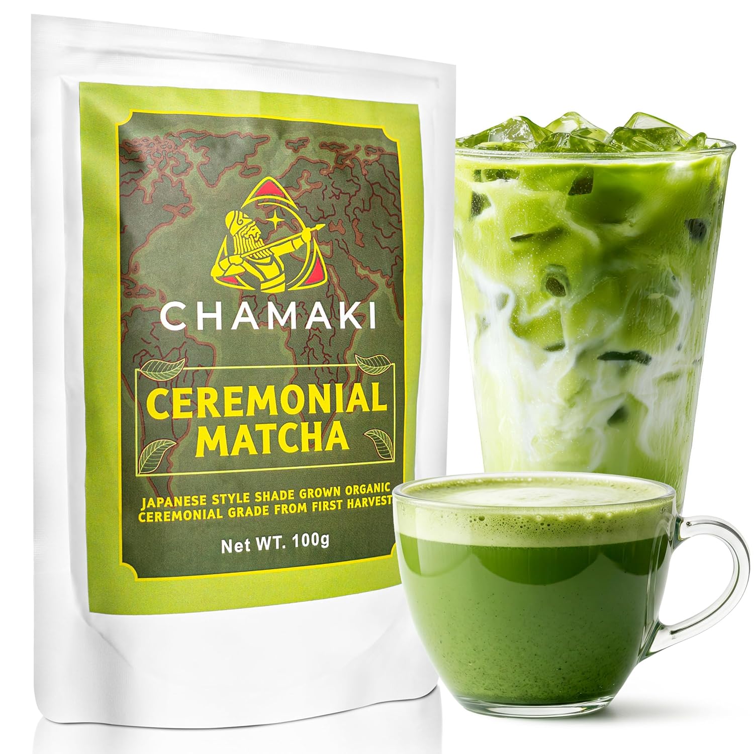 Chamaki Ceremonial Matcha Powder-First Harvest Japanese Style -Shade Grown Organic Premium Grade 3.53oz/100g Bag Ready for baking and Latte Authentic Japanese Style Matcha green tea Powder (100g)