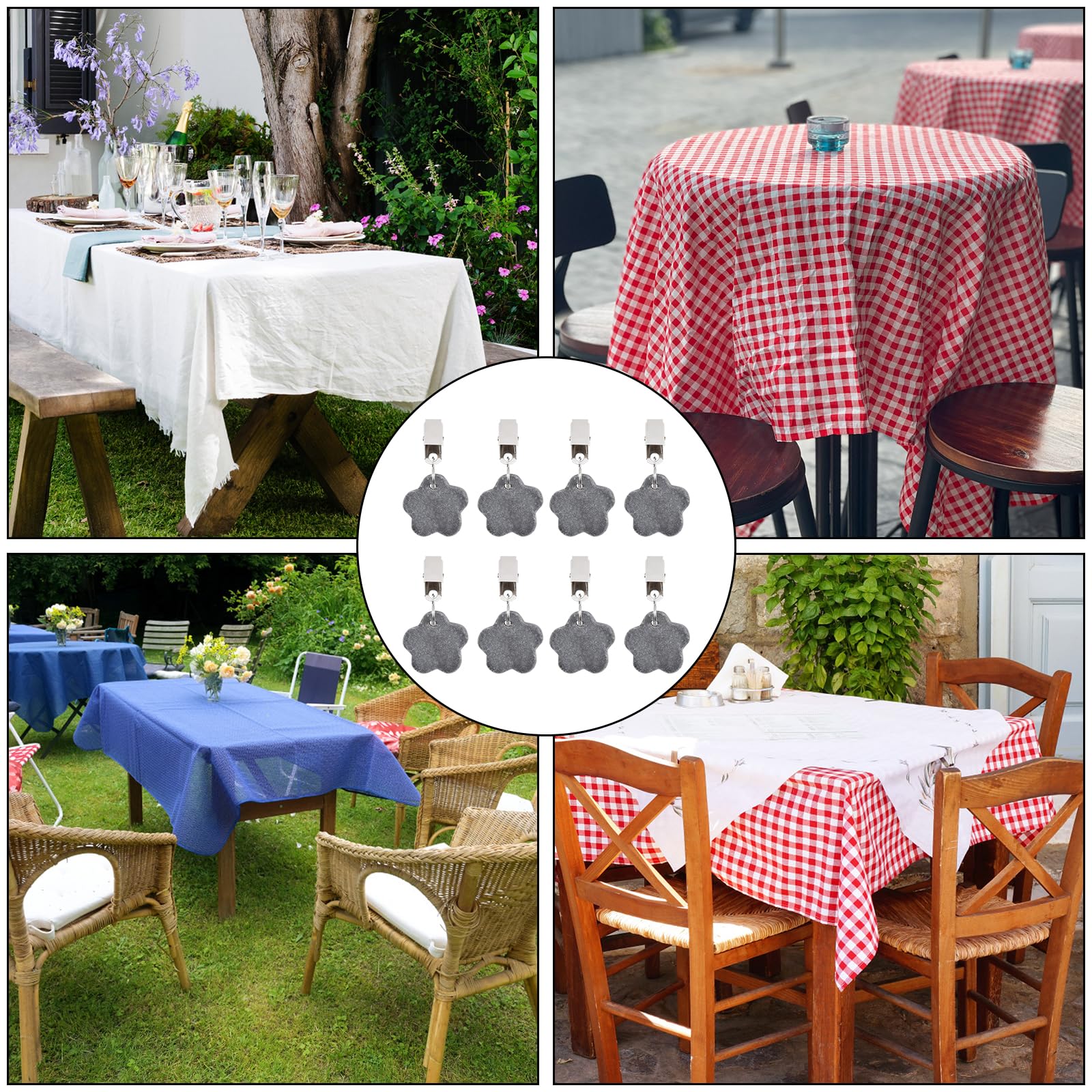 Poids De Nappe En Pierre Aweisile 6 Pièces - Avec Clips Métal Pour Extérieur, Mariage, Pique-Nique Lot 6 Pièces