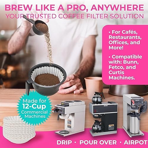 Miniatura 4 de Drink Katys Large Coffee Filters 95 x 45 12 Cup Tall-Walled Coffee Filters to Prevent Messy Ground Overflow - Compatible with BUNN Commercial and