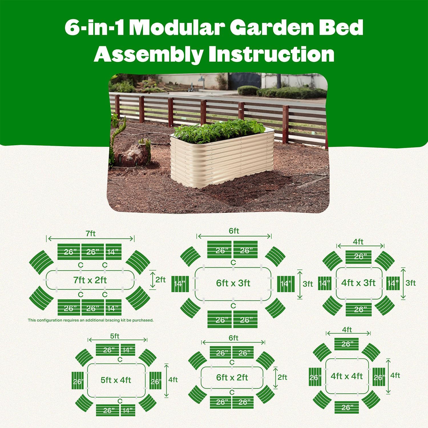 Epic Gardening 6-in-1 Modular Galvanized Raised Garden Bed Kit, 29" Tall Metal Planter Box, Durable Aluzinc Steel Raised Garden Bed Outdoor for Vegetables, Herbs, Flowers & Fruits - Medium Light Clay