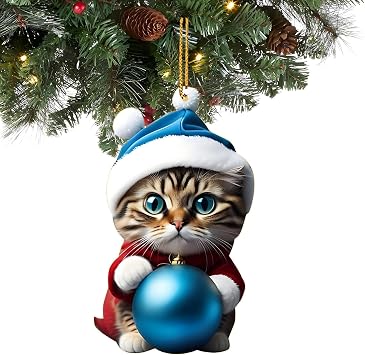 Personalized Cat Ornaments for Christmas Tree,2026 Shatterproof Christmas Ornaments,Funny Hanging Christmas Decoration for Indoor Home/Party/Mantel