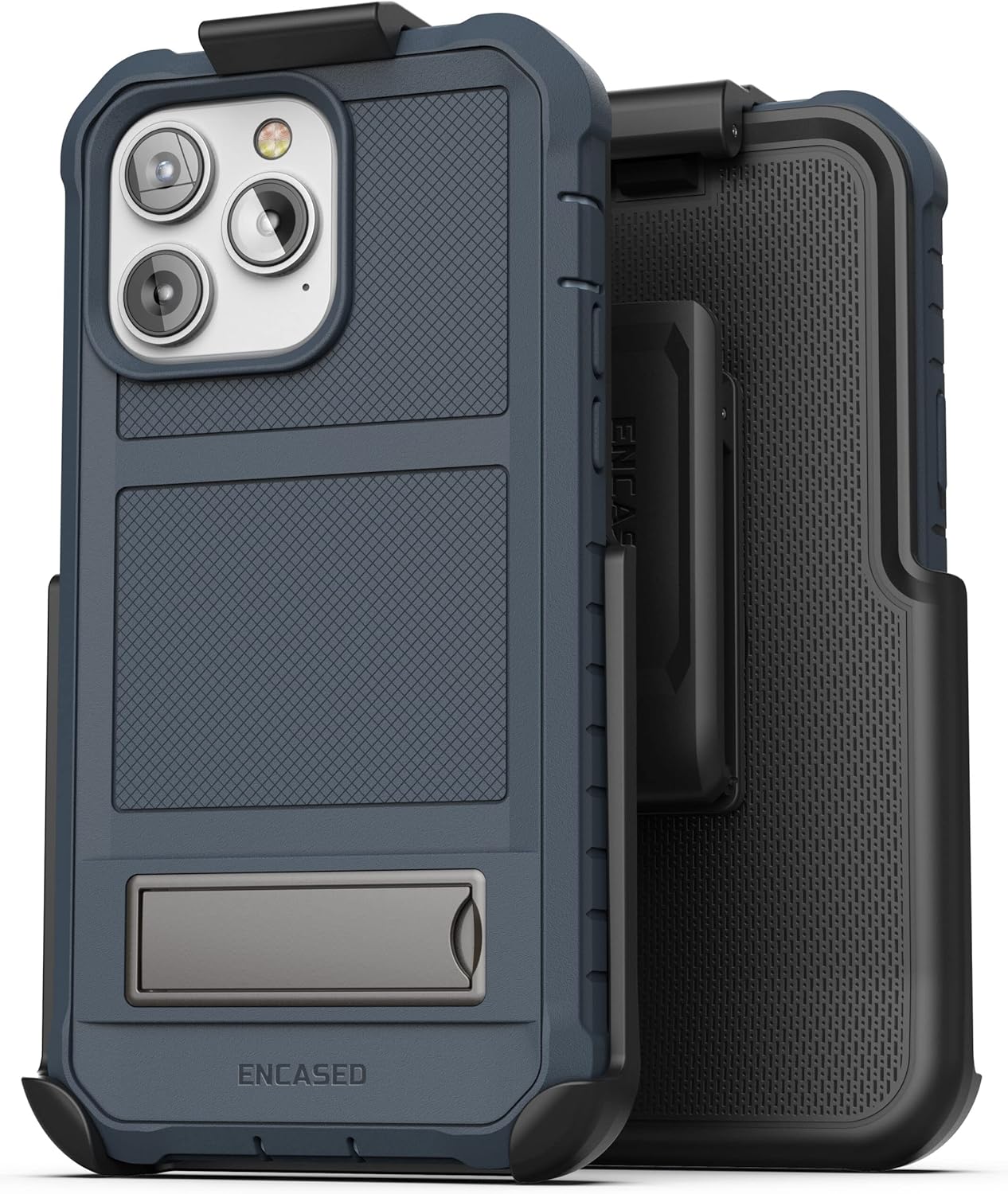Encased Protective Belt Case Compatible with iPhone 16 with Built-in Screen Protector and Phone Holster Clip Heavy-Duty Hybrid Rugged Cover (iPhone 14 Pro)