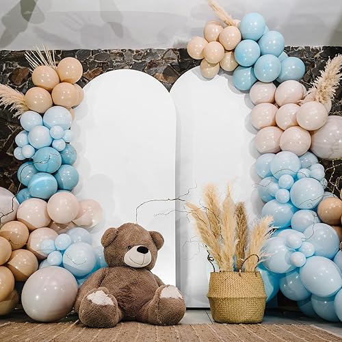 Miniatura 9 de RavArmor Cubierta de arco de elastano de 6.6 pies con 2 clips y 1 pancarta, 26.46 oz de grosor, cubierta elástica de fondo de boda de 2 lados para