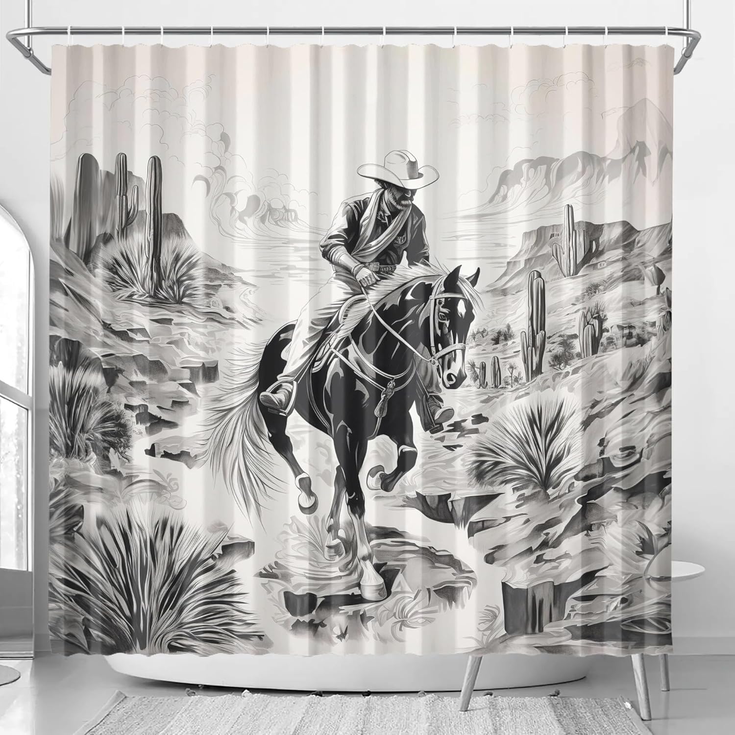 huanxiangouyue Western Shower Curtain Vintage Western