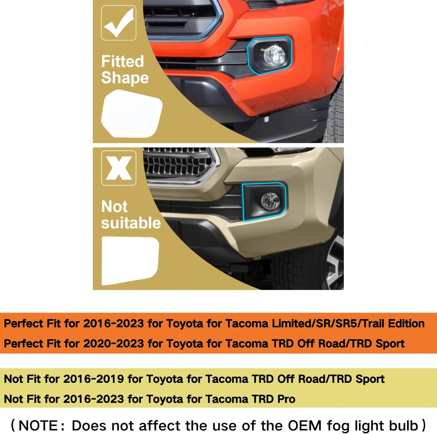 Switchback White/Amber LED Front Fog Daytime Running Lamp w/Dynamic Flash LED Turn Signal Light Feature Kit For Toyota TACOMA 2016-2023 SR TRD Pro Replacement Front Bumper (16-23)