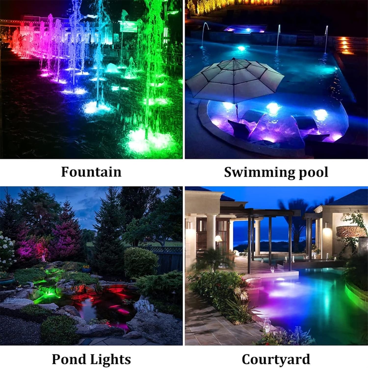 Led Submersible Solar Pond Light Fountain Underwater Lights RGB Pool Garden Spot Light Super Bright Aquarium Fish Tank Light(3Head-Warm White)