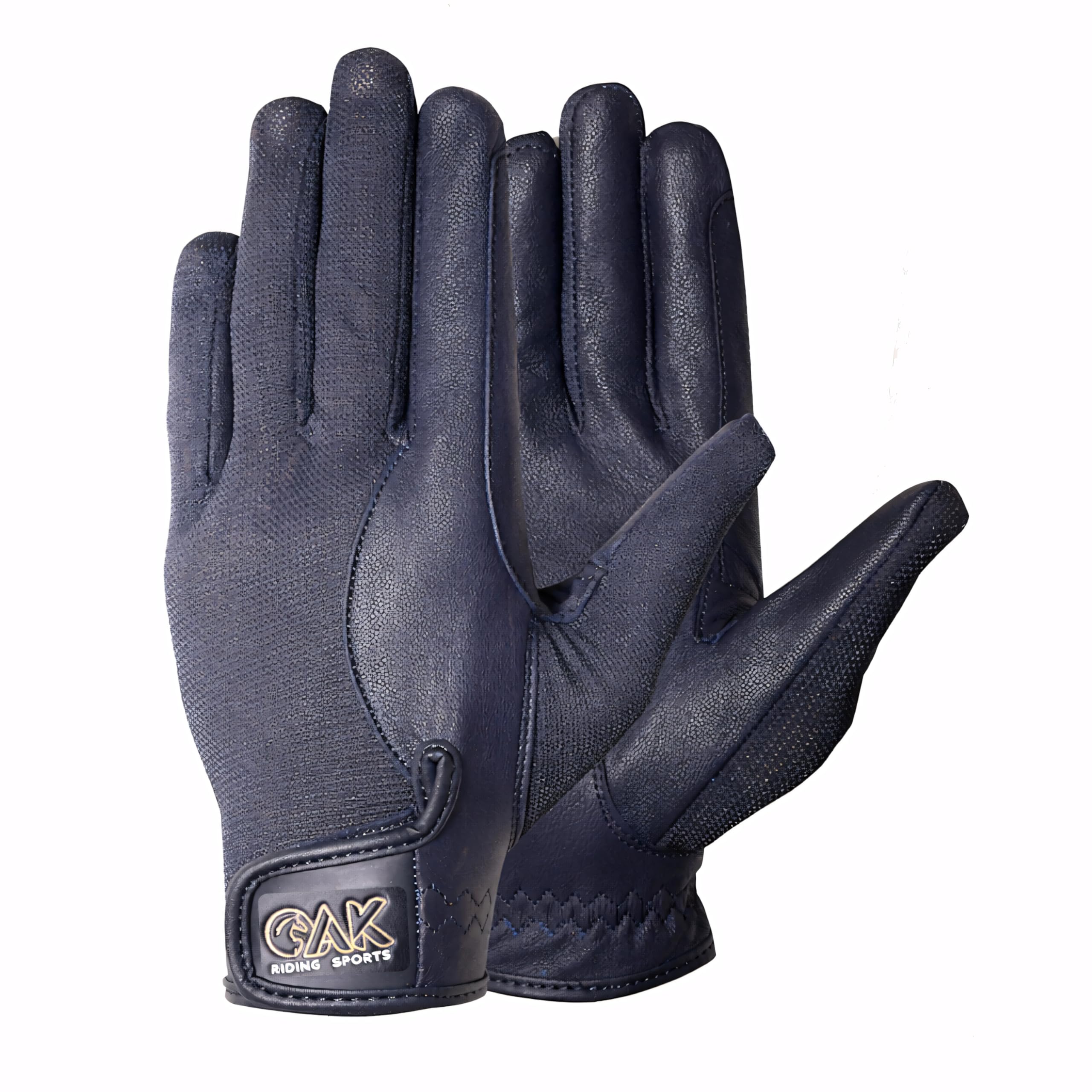 AK Horse Riding Gloves in Real Full Grain Soft leather Unisex & For All Seasons (Navy, M)