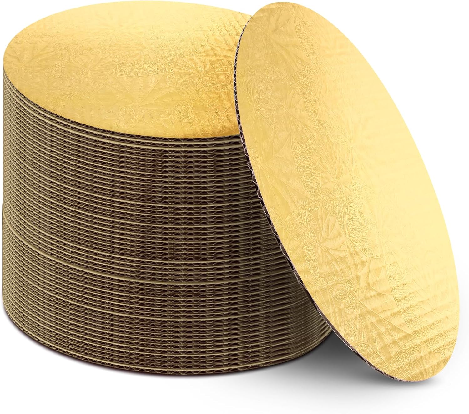 40 Pack Cake Boards Round 10 Inch Disposable Cake Plate Corrugated Cardboard Circles Cake Base Decorating Supplies (Gold 10")