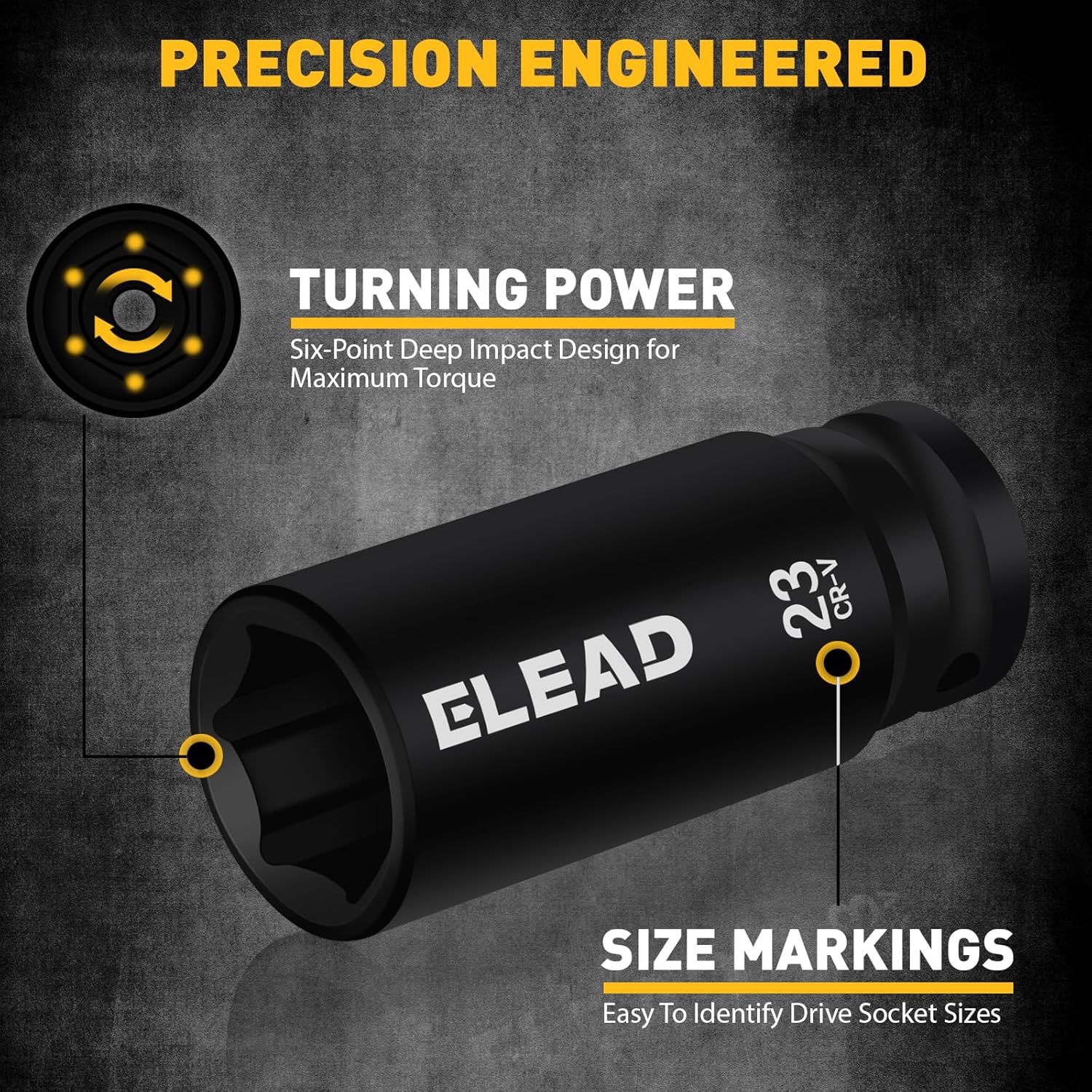 ELEAD 67 Piece 1/2" Drive Deep Impact Socket Set: Standard SAE (3/8"-1-1/4") & Metric (8-24 mm), Including 3 ", 5", 10" Extension Bar, Universal Joint, Ratchet Handle and Adapter