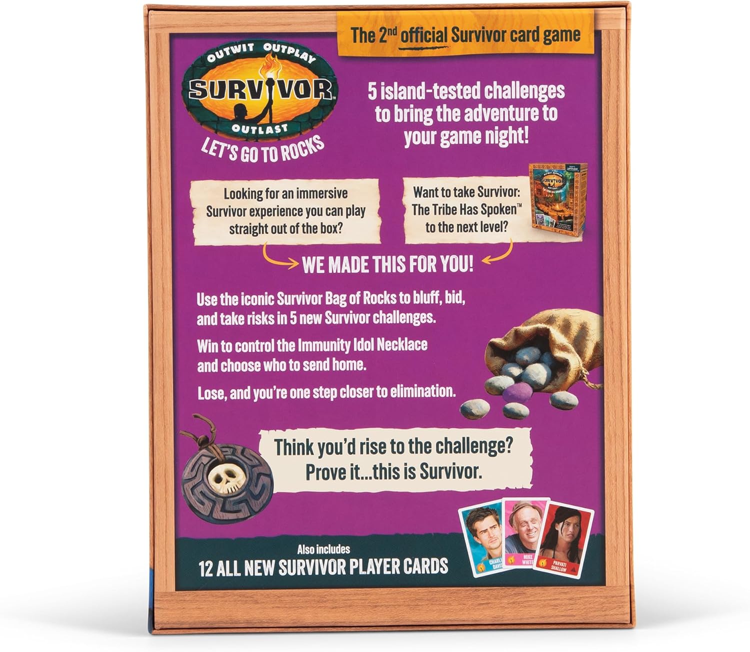 Exploding Kittens Survivor: Let’s Go to Rocks Game for Ages 8+, 2 to 6 Players, Strategy and Challenge Party Game with Rocks, Cards, and Immunity Necklace.