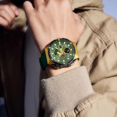 SMAEL Multifunction Analog-Digital Watch Silicone Strap Men's Sports Wrist Watch Chronograph Watch with Luminous Hands for Men
