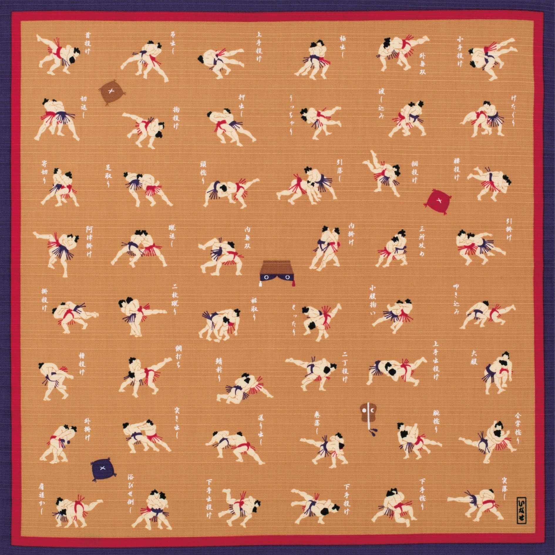 Yu-soku Furoshiki Wrapping Cloth Japanese Traditional Fabric Sumo Small 19.68"x19.68"