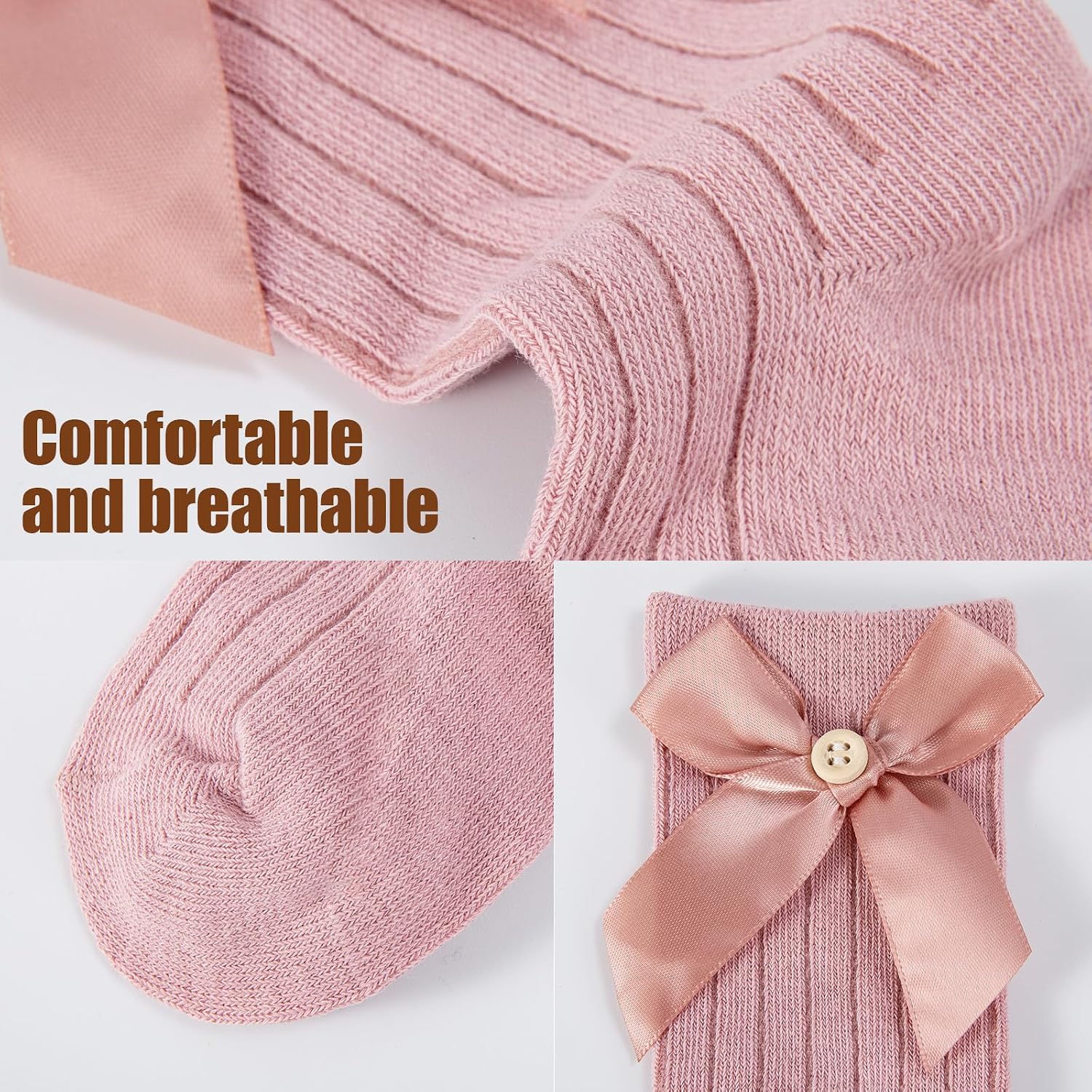 Baby Knee High Socks Girls Newborn Infants Toddler Cotton Cute Big Bow Button Tube Socks Long Stockings Dress Sock