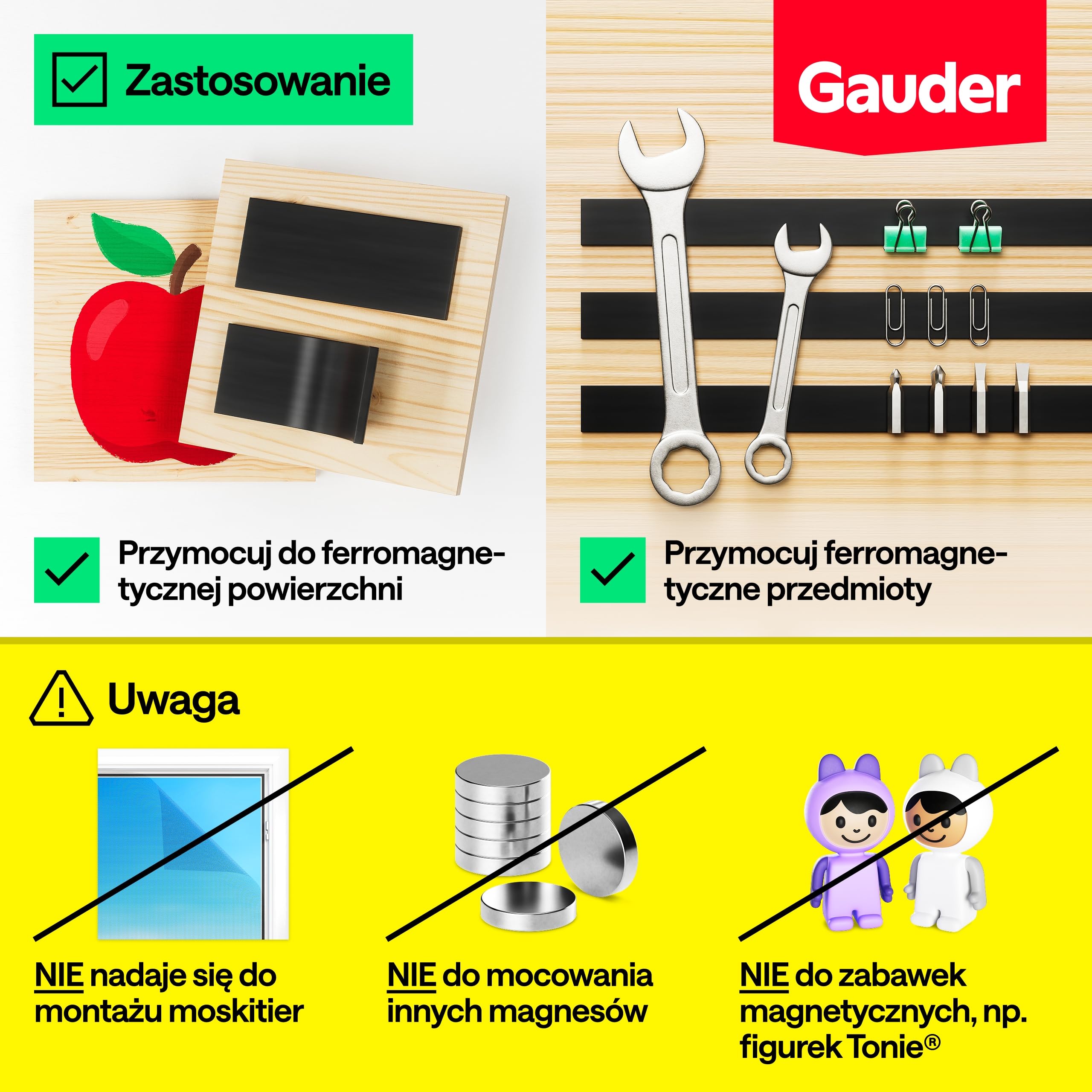 GAUDER Taśma magnetyczna samoprzylepna mocna - Pasek magnetyczny mocny - Przycinalna taśma magnetyczna ekstra mocna - Taśma magnetyczna ekstra mocna - Magnes taśma (6 m x 25 mm)