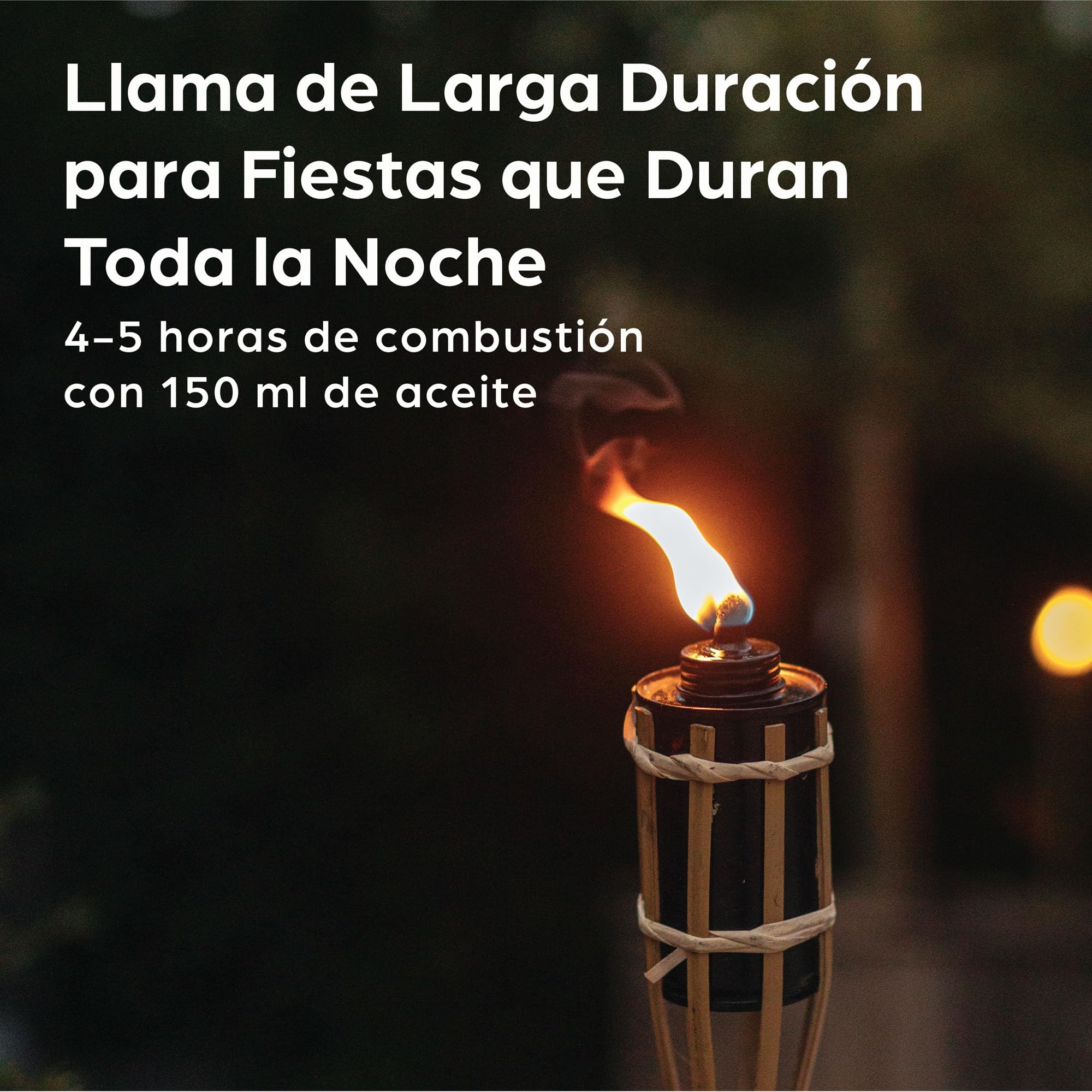 Antorchas Jardín en Bambú 90 CM - 10 Antorchas con 10 Extra Mechas - Larga Duración del Fuego - Recargables