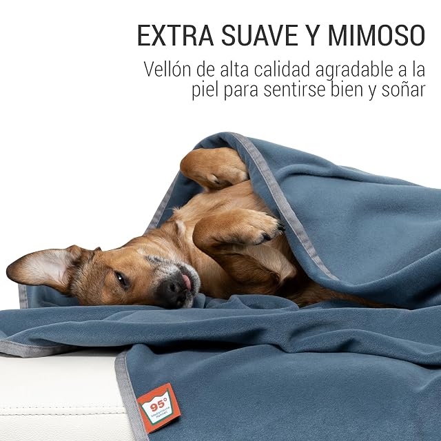 Foto 3 de 7 de Doctor Bark Manta para perros, lavable a 95 °C, color gris azulado 120 x 90