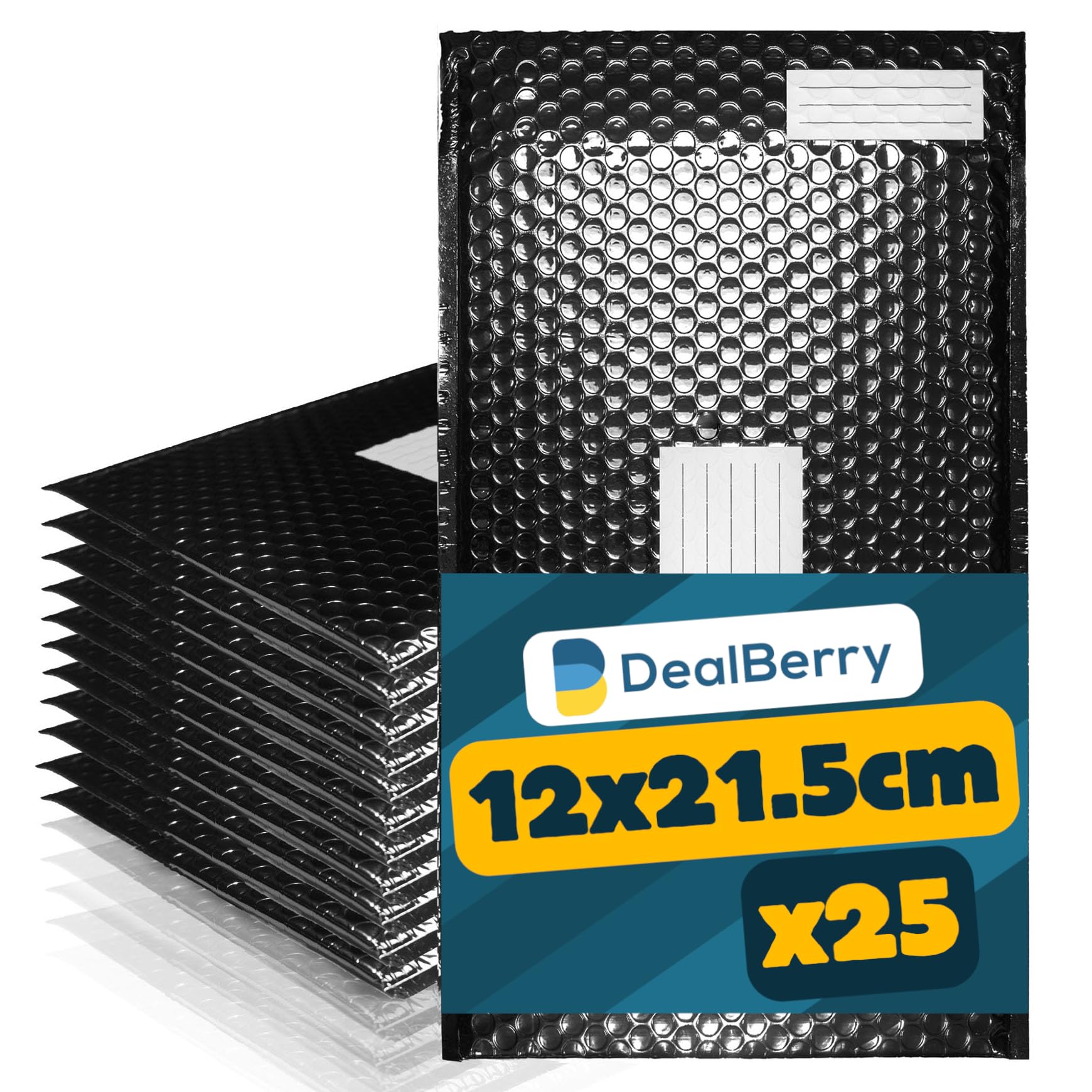 25 Pack Padded Bubble Envelopes - Bubble Wrap Envelope - Poly Bags for Shipping Packaging Mailing - Envelopes Peel and Seal - Address & Return Box (Black, 12x21.5cm) โ image 1
