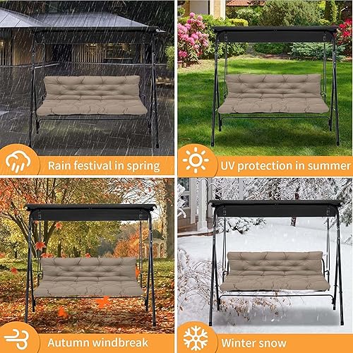 Miniatura 7 de Cojín de banco para columpio de porche, para exteriores, cojines para sillas de patio, respaldo alto, cojín de banco impermeable de 60 pulgadas de