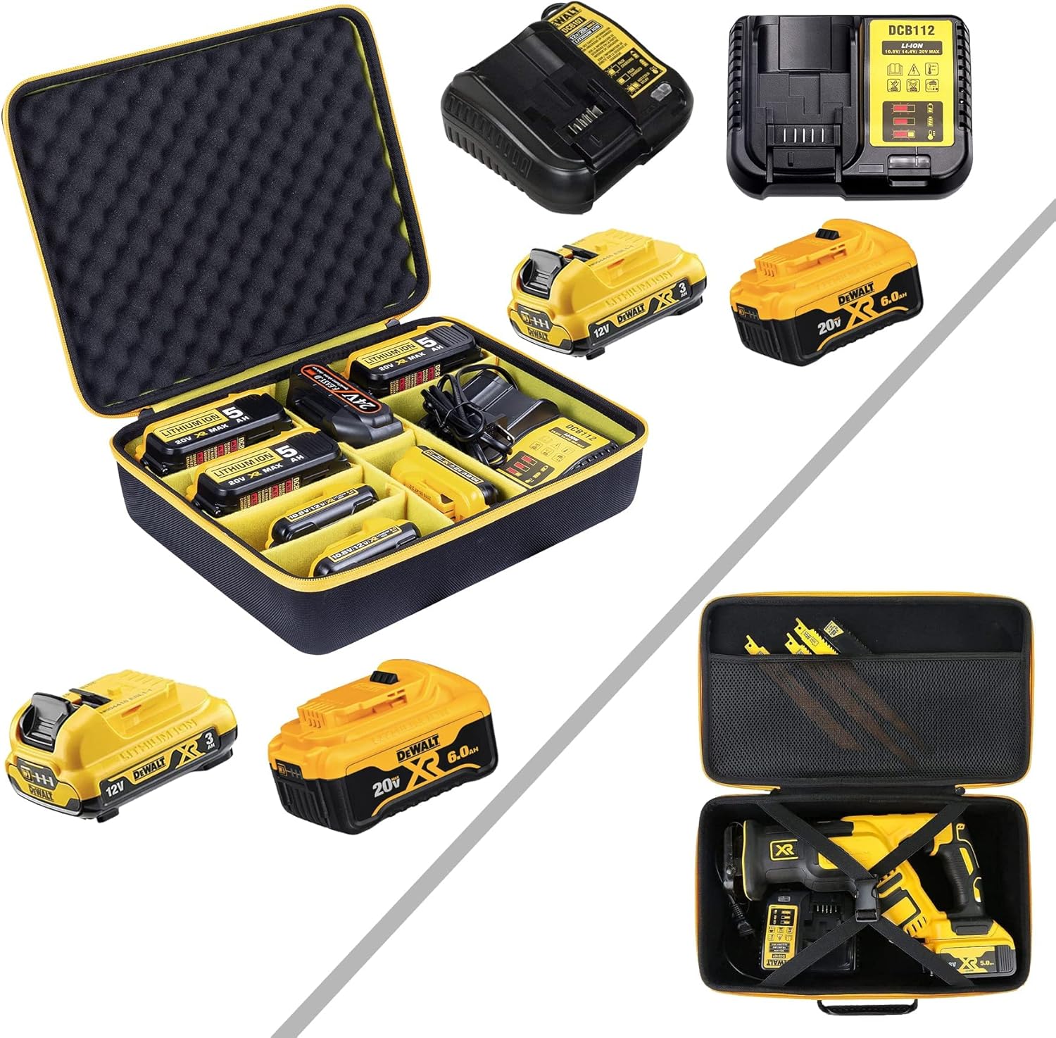 khanka Hard Storage Case Replacement for Dewalt 12v/20v/60v Max XR Battery and Charger/DEWALT 20V MAX XR Reciprocating Saw (DCS367B / DCS387B) / D-Handle Rotary Hammer Drill (DCH133B / DCH263B)