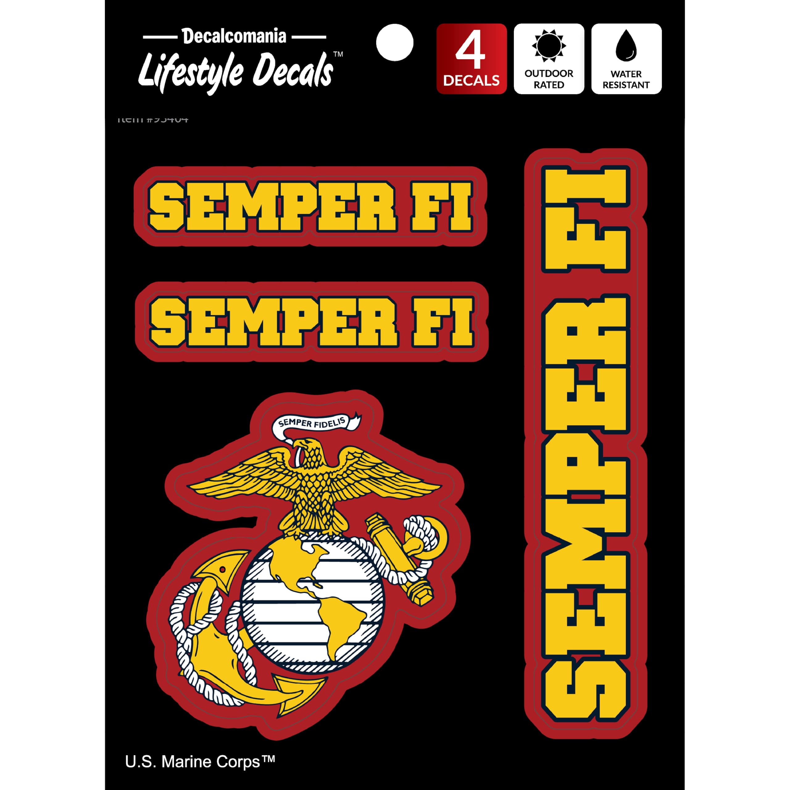 Decalcomania USMC Semper Fi vinyl decals 4-pack - Marine Corps emblem | Mubboo
