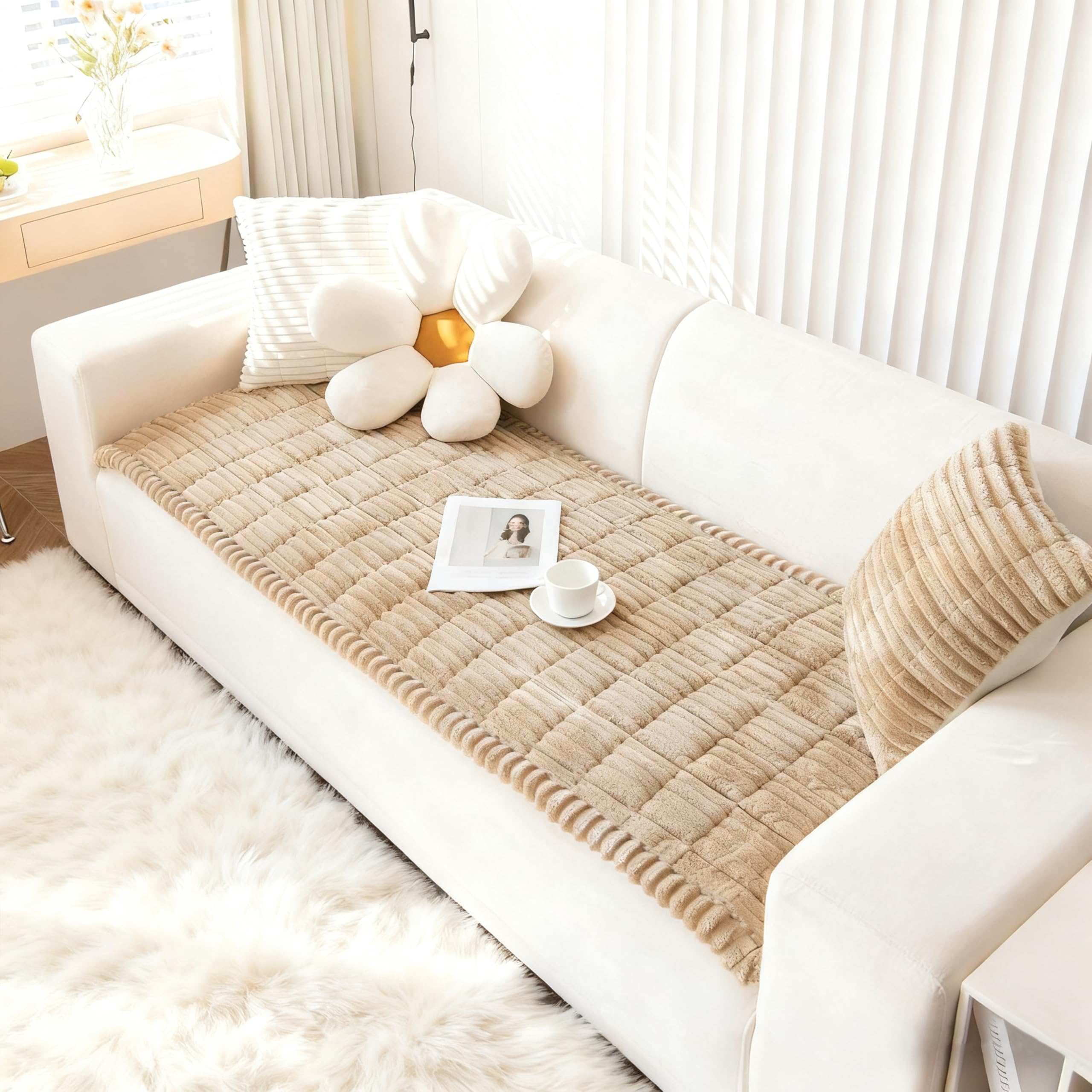 Capslpad Dicke Sofa überzug Waschbar Couch Überzug rutschfest 2 3 4 Sitzer Weiche Sofa Cover Sofabezug Sofaschoner für Wohnzimmer Couch Cover Möbelschutz Weich Haustiermatte
