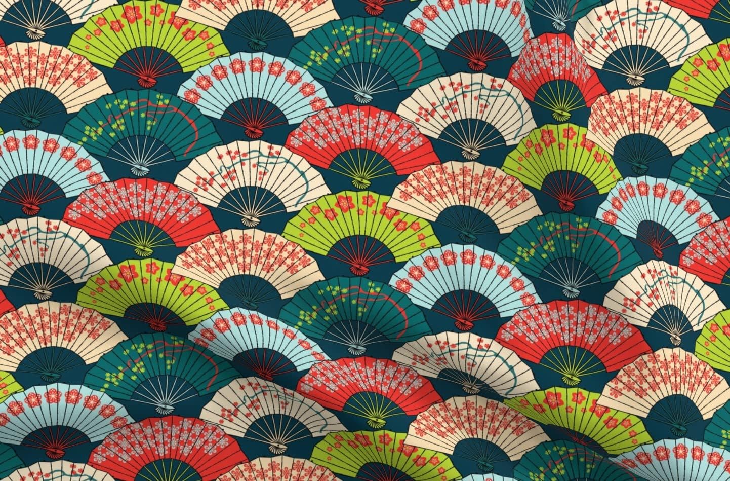 Spoonflower Fabric - Japanese Bright Origami Costume Cherry Blossom Asian Printed on Petal Signature Cotton Fabric by The Yard - Sewing Quilting Apparel Crafts Decor