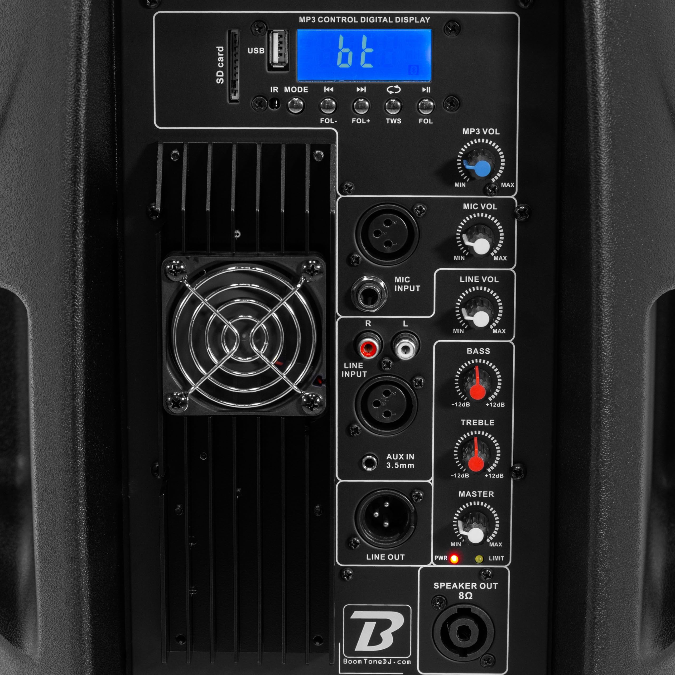 BoomToneDJ PS212A Zestaw LED - zestaw 2 głośników 12'', statyw, mikrofon, USB/SD, Bluetooth, radio FM i LED, na imprezy, wesela, szkoły i stowarzyszenia