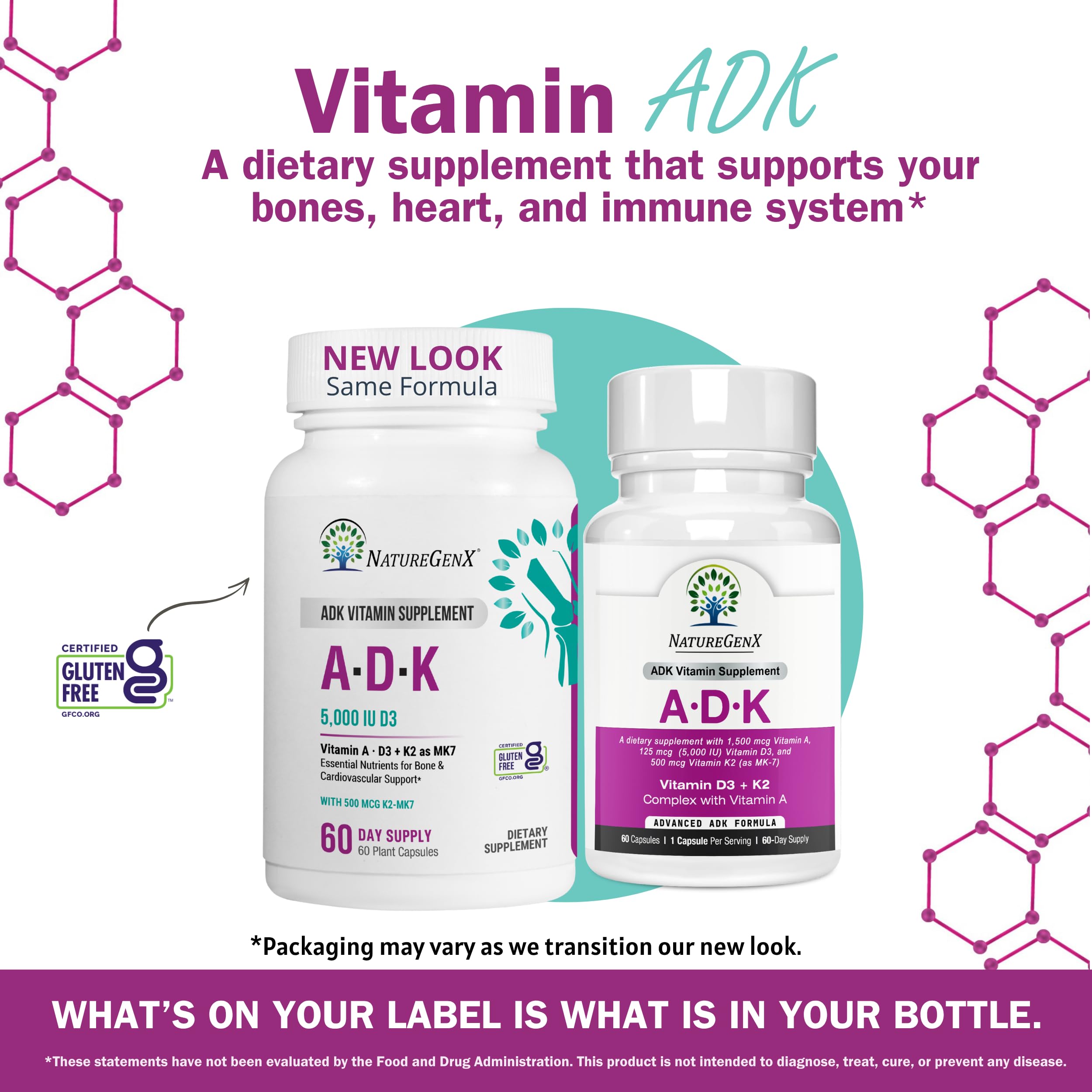 NatureGenX ADK Vitamin Supplement – Vitamins A, D3 & K2 MK-7 for Bone Health & Calcium Absorption – Gluten-Free, Non-GMO, Soy-Free – 60 Capsules (2-Month Supply) — Amazon image 4