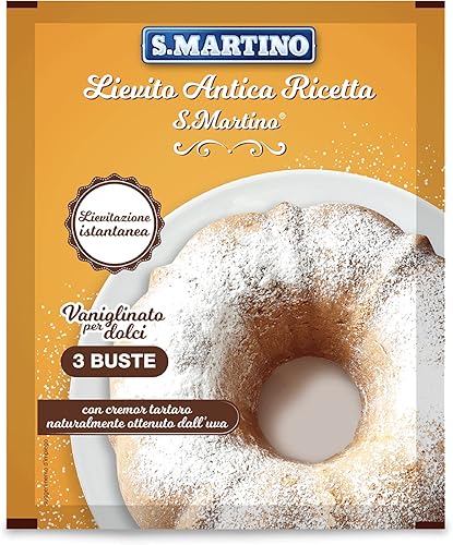 S.MARTINO Lievito Antica Ricetta Vaniglinato, per Dolci da Forno a Lievitazione Istantanea con Cremor Tartaro Naturale, 3 Buste da 16 g l'una, 48g tot, Senza Glutine, Made in Italy