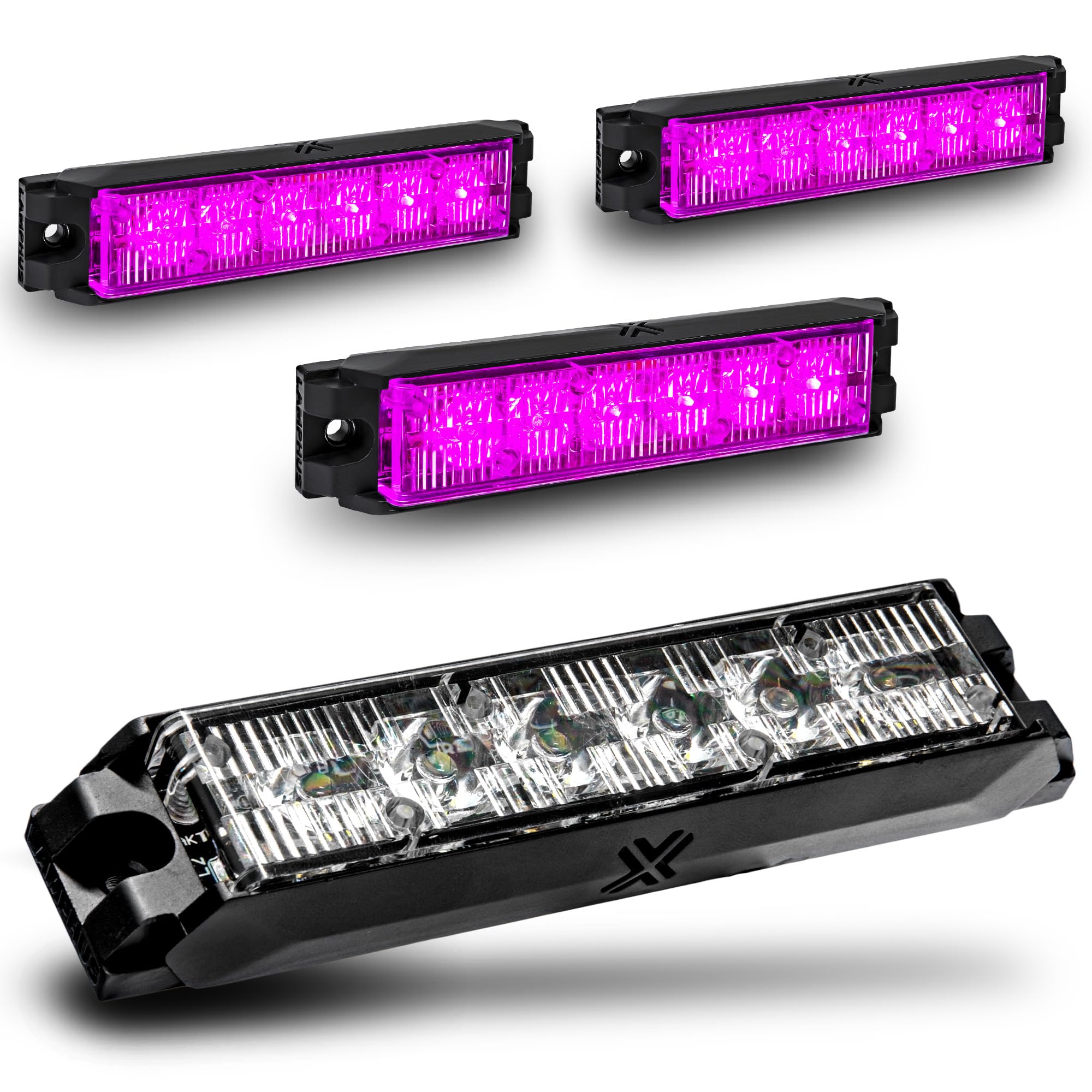 LAMPHUS NanoFlare 4pc 6W Purple LED Police Grill Strobe Warning Lights