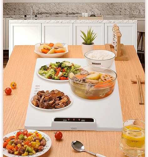 Miniatura 6 de Bandeja de calentamiento eléctrica con temperatura y temporizador ajustables, bandeja de calentamiento de silicona plegable, calentador de alimentos