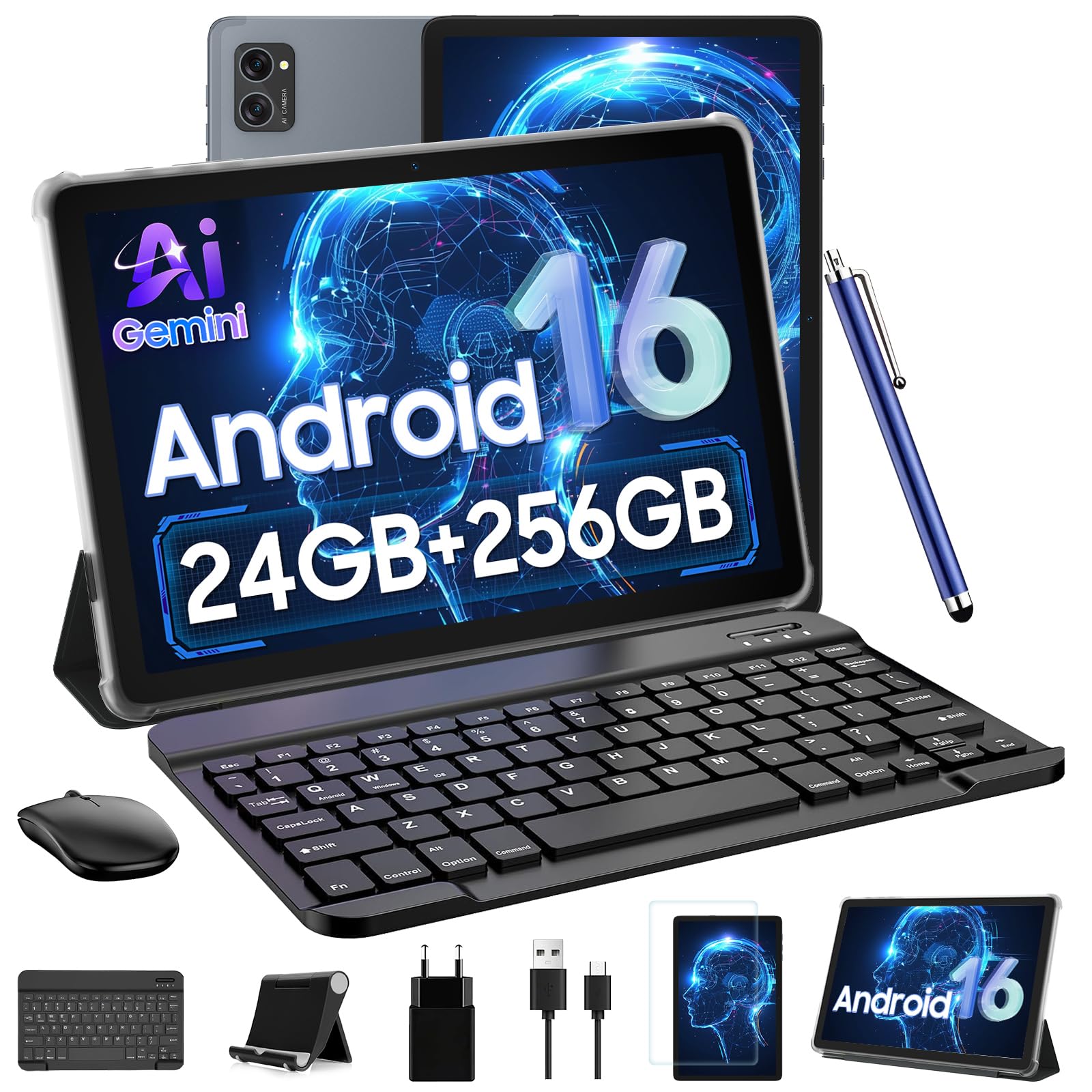 TABWEE 2025 Android 15 Tablet mit integriertem 10,1 Zoll Display, 12 GB RAM, 128 GB ROM/2 to TF