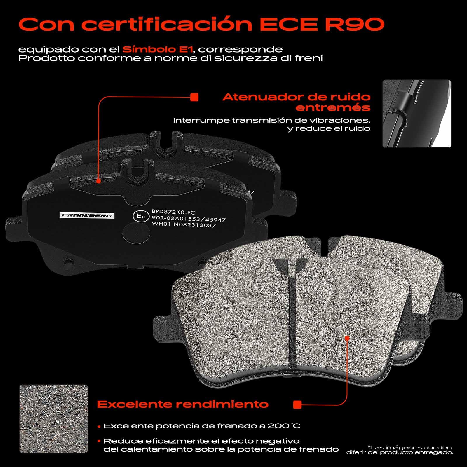 Frankberg 2 discos de freno 4 pastillas de freno | Compatible con: Clase C Modelo T S203, SLK R171, CLK Cabriolet A209, Clase CLC CL203, CLK C209, Coupé Clase C CL203