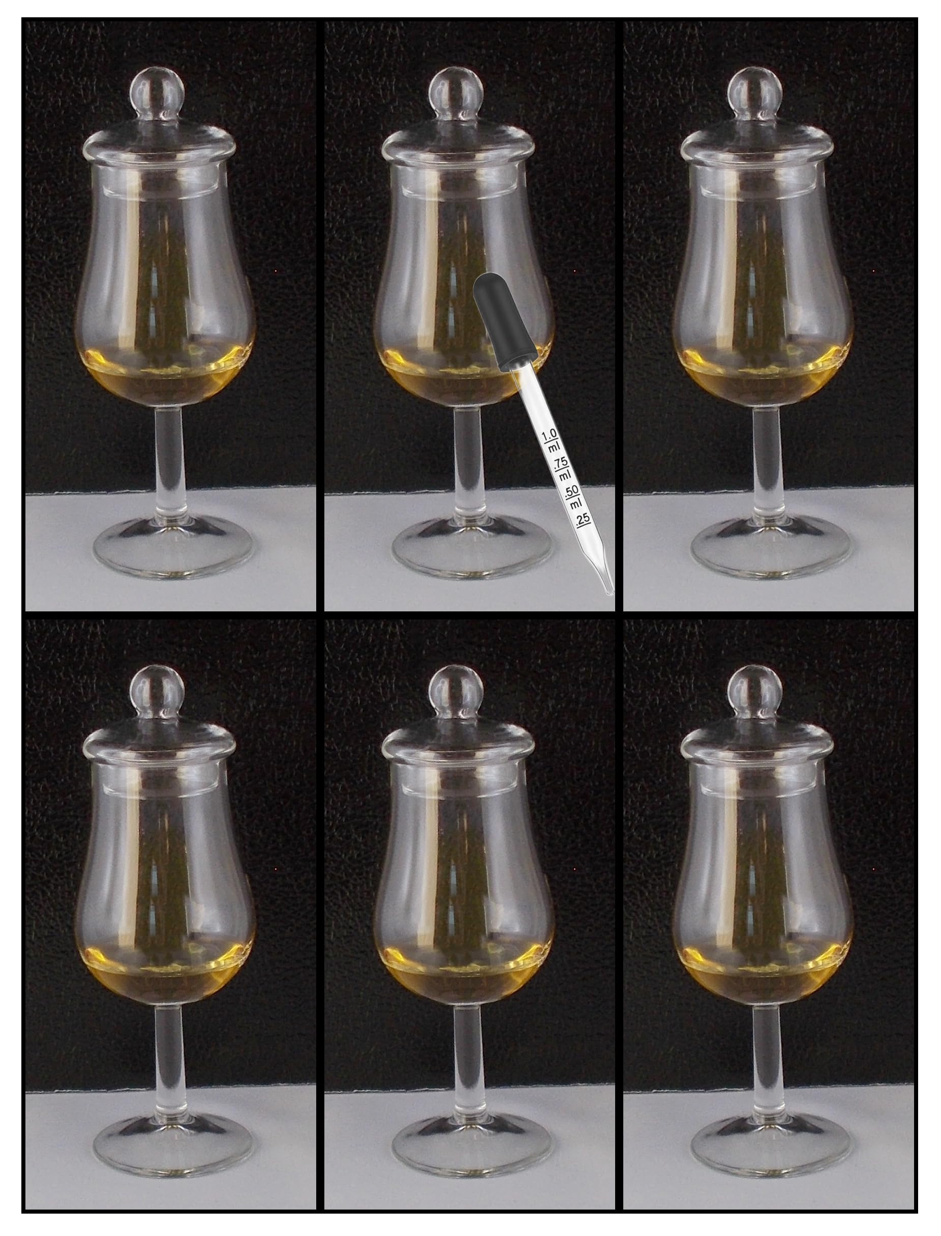 H-BO 6 Tasting Gläser Form Signatory mit Glasdeckel + 1 Pipette. Whiskeyglas Rumglas Tastingglas Nosingglas Whiskyglas Spirituosenglas Whisky Geschenkset Männergeschenke