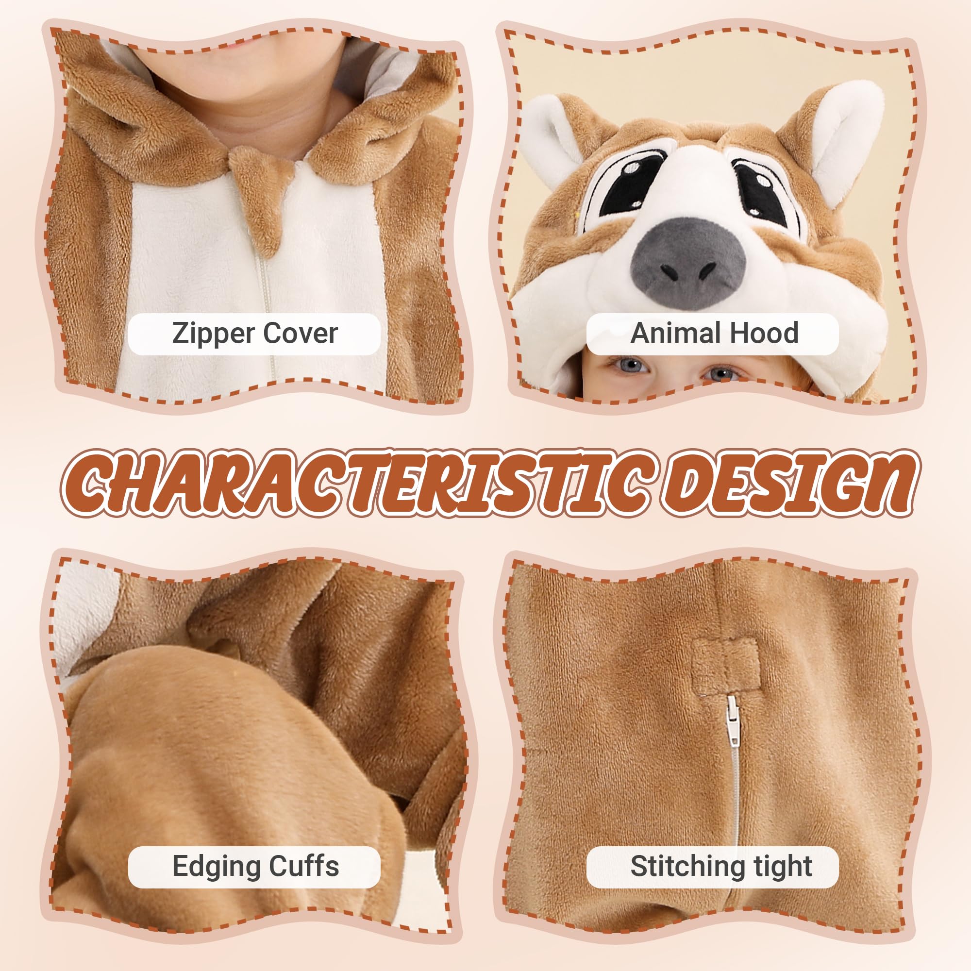 HAHASHOW BéBé d'hiver Grenouillères Combinaison, Unisexe Animal Barboteuses Manteau à Capuche, Enfants Flanelle Pyjama Jumpsuit pour Garçon et Fille 0-36 Mois