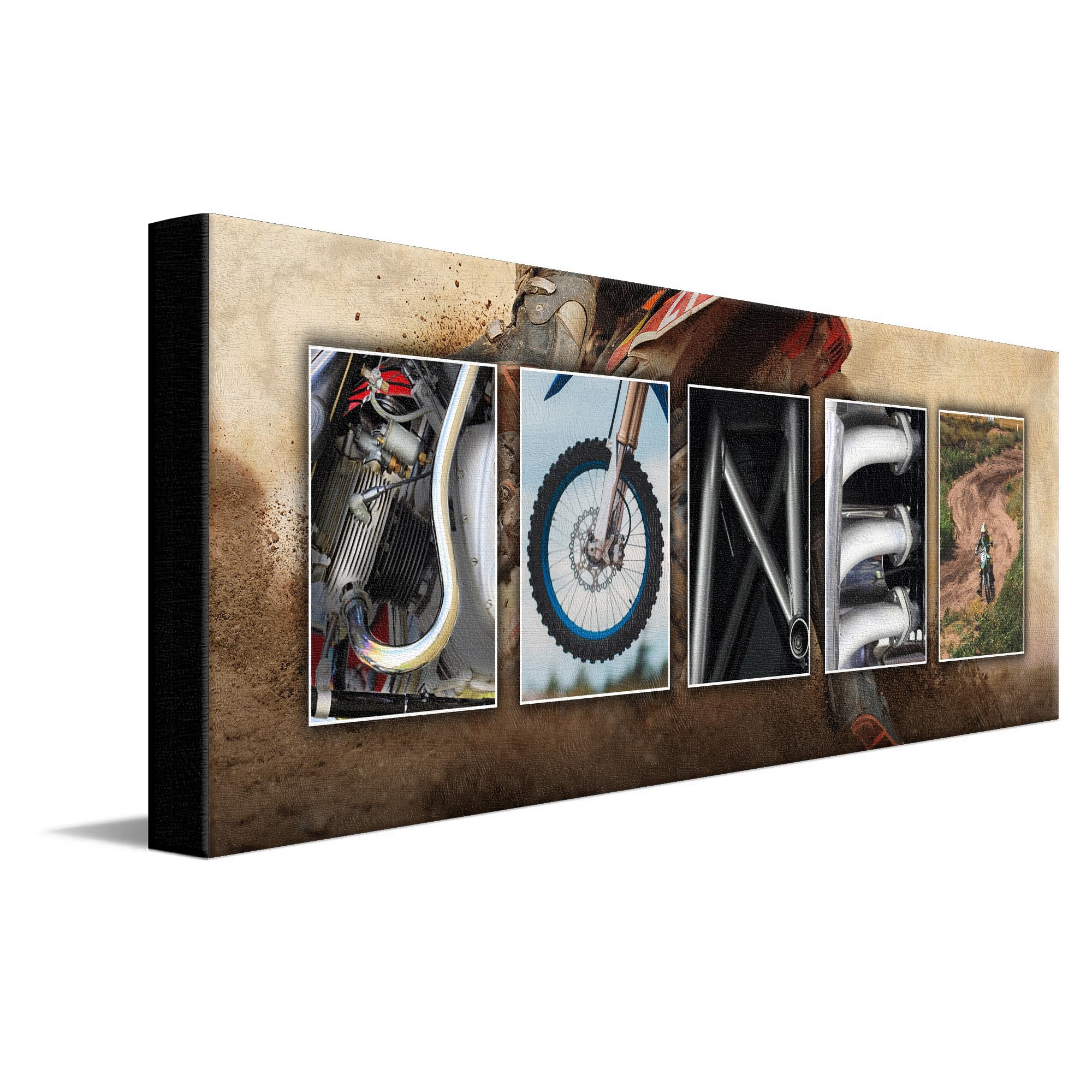 Personal-Prints MOTOCROSS Personalized Name Art Print | Customized for the Dirt Biker | Gift for the Dirt Bike Enthusiast |Custom Canvas Décor (10”x30