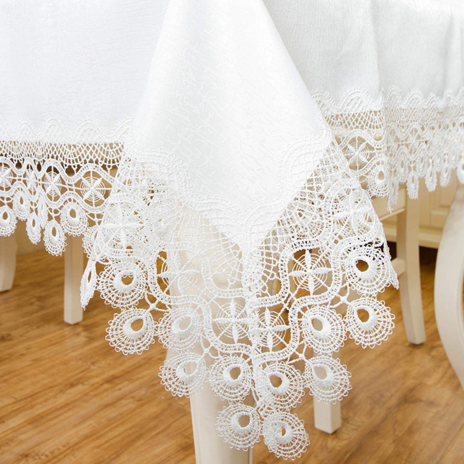 Chemin de table en dentelle blanche en coton et lin pour salle à manger, fête, décoration de vacances, tapis décoratif classique avec côtés élégants, 40 x 180 cm