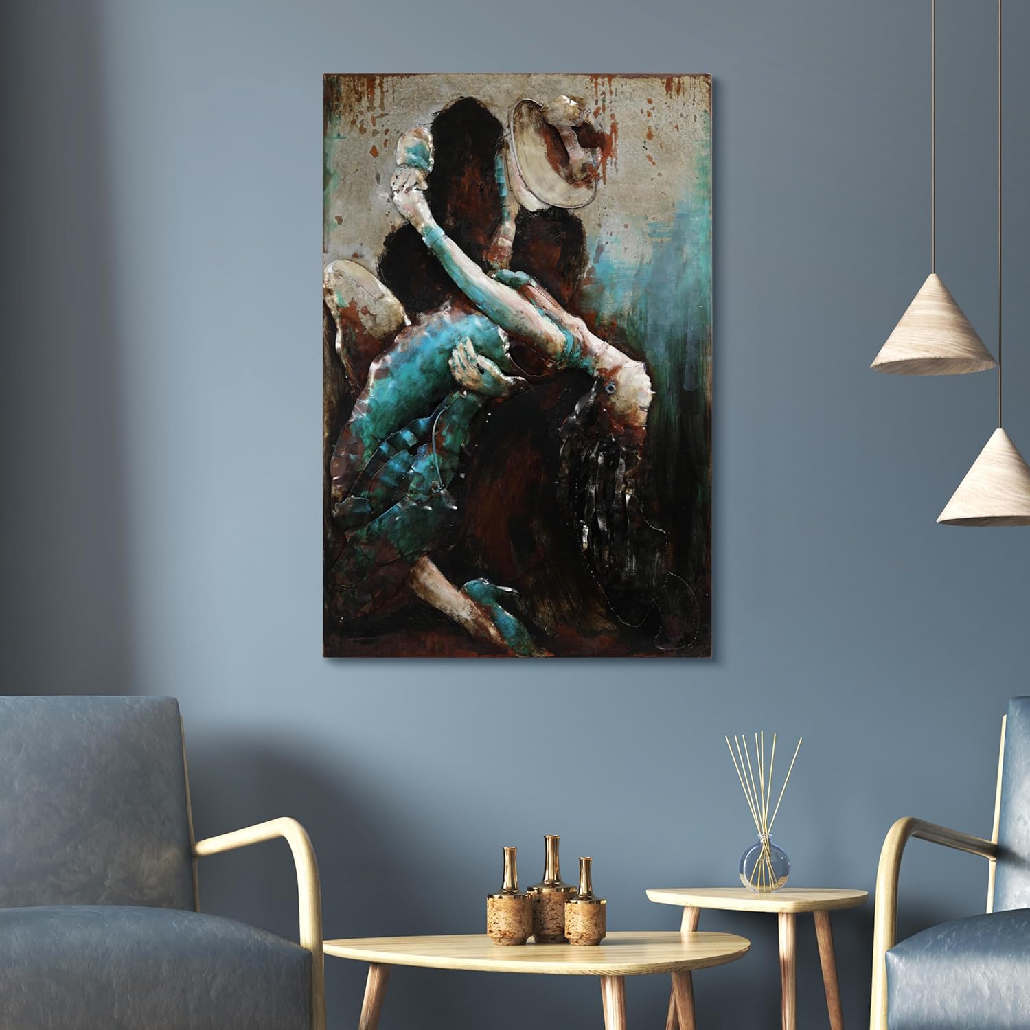 Empire Art Direct Ballroom Dancers Mixed Media Iron Hand Painted Dimensional Wall Art, 48" x 32" x 2.4", Ready to Hang
