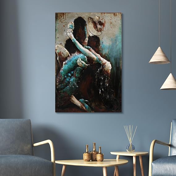 Empire Art Direct Ballroom Dancers Mixed Media Iron Hand Painted Dimensional Wall Art, 48 x 32 x 2.4, Ready to Hang