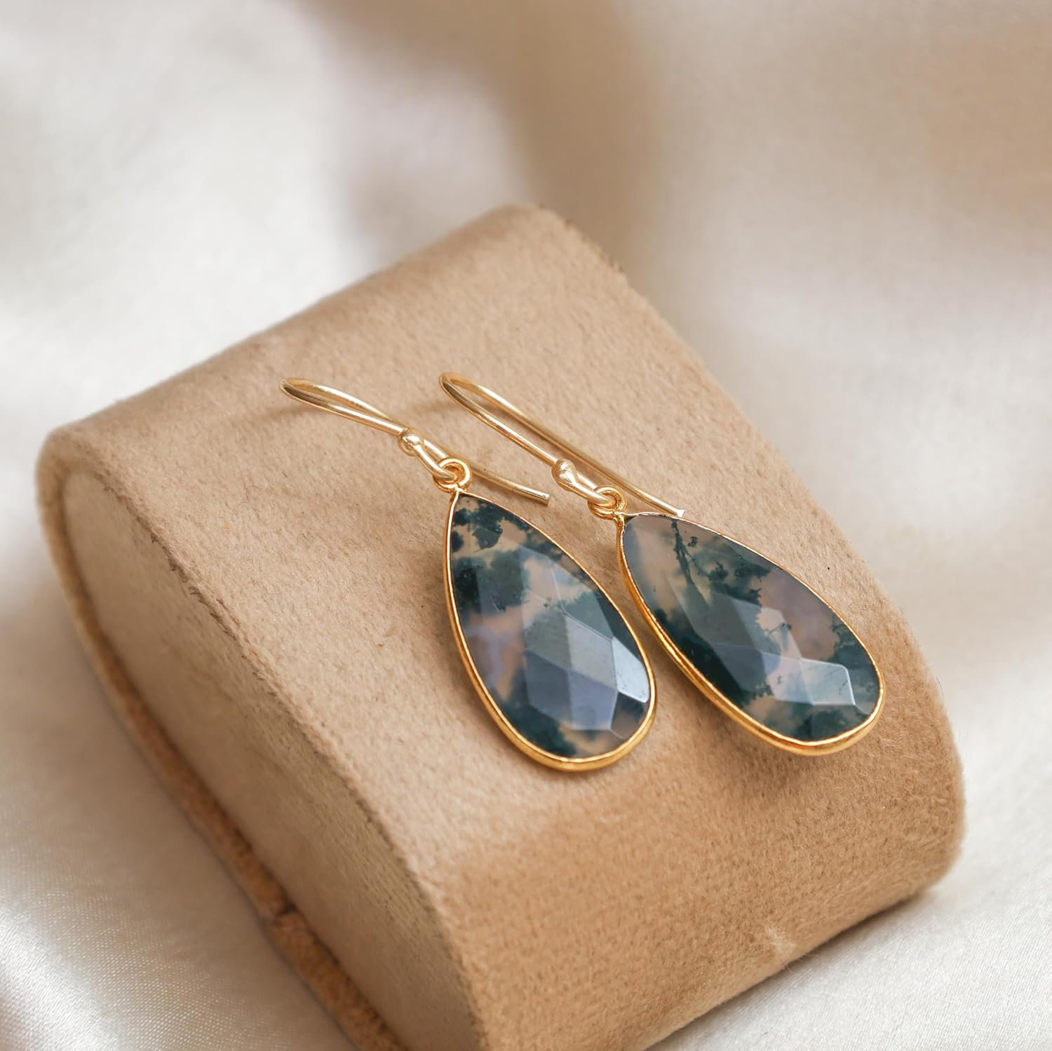 Gempires Genuine Gemstone Faceted Long Pear Gemstone Drop Dangle Hook Earrings, Statement Jewelry For Her, 1.5 inch Drop 14K Gold Plated, Gift For Woman - Image 4