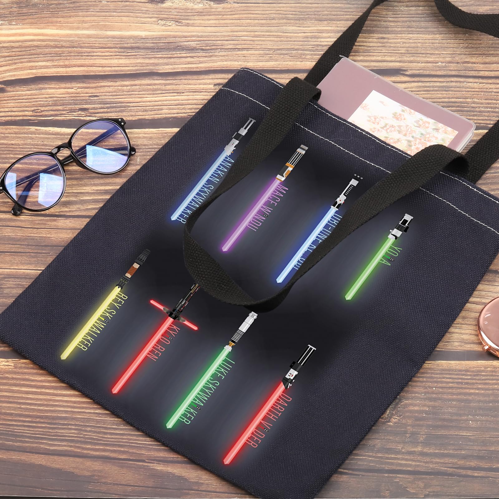 G2TUP Star Lightsabers Canvas Tote Bag Heroes of Galaxy Gift Death Star Shoulder Bag Lightsabers Merch