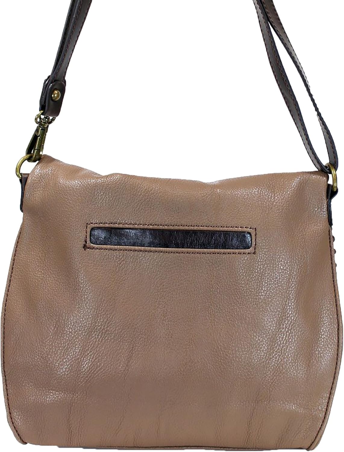 Chala Charming Crossbody Bag with Zipper Flap Top and Metal Chain - Light Brown - Slim Cat