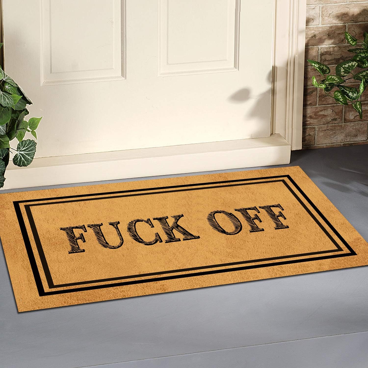 Funny Doormat for Indoor Outdoor -Funny Front Indoor Outdoor Doormat Entrance Floor Mat Non Slip Mats 23.6 in(L) by 15.7 in(W) Brown