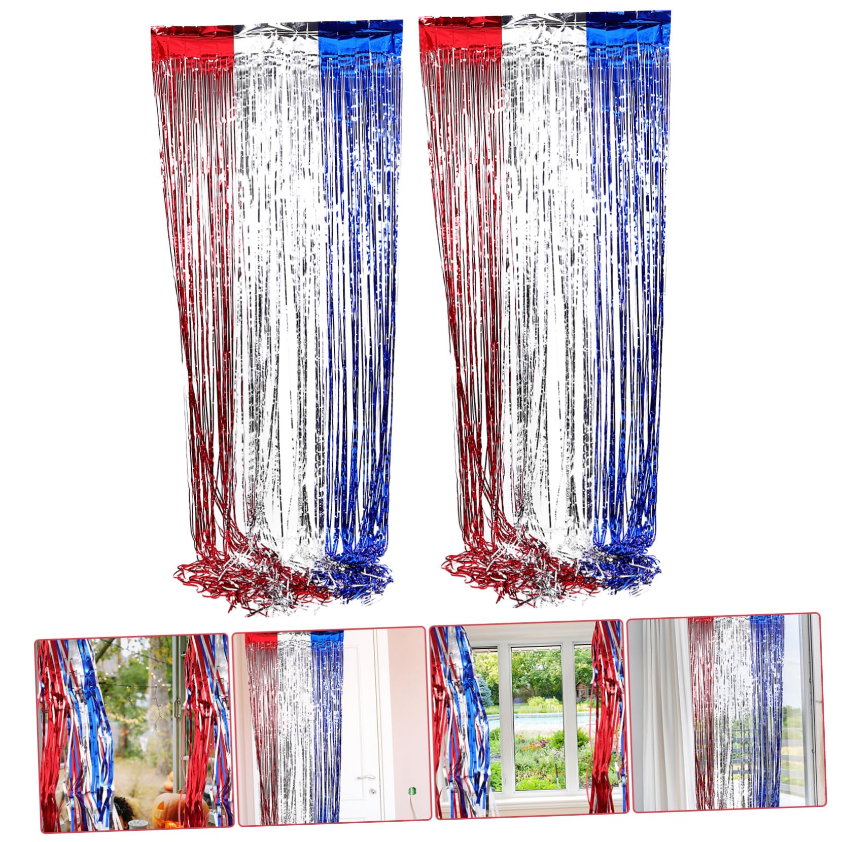 GLEAVI 5 Ensembles Rideaux Frange Métalliques of July Décoration Patriotique pour Fête De Indépendance comme Décor De Photo Et Accessoire 2 Pièces * 5