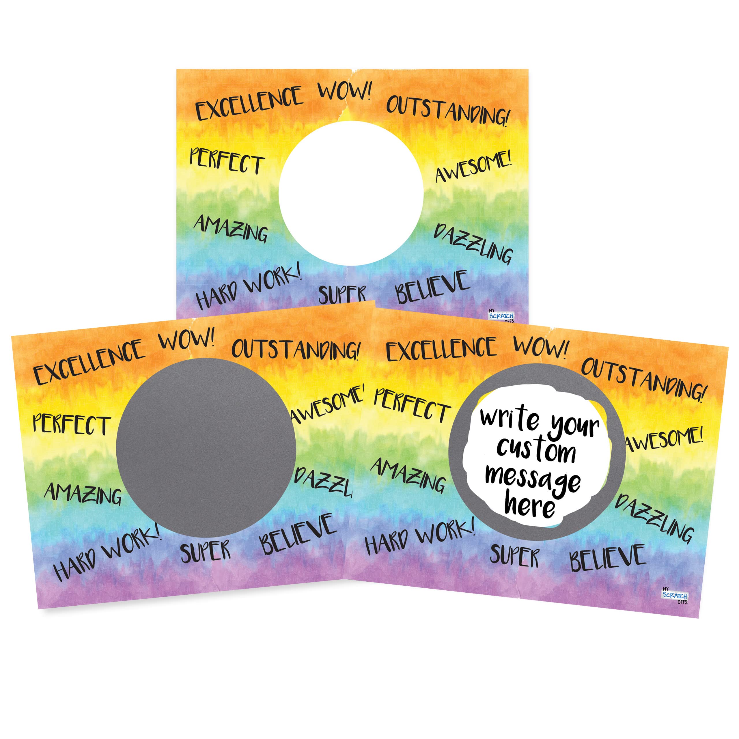 My Scratch Offs Positive Affirmations DIY Make Your Own Scratch Offs Watercolor Rainbow 20 Pk Cards &amp; Stickers
