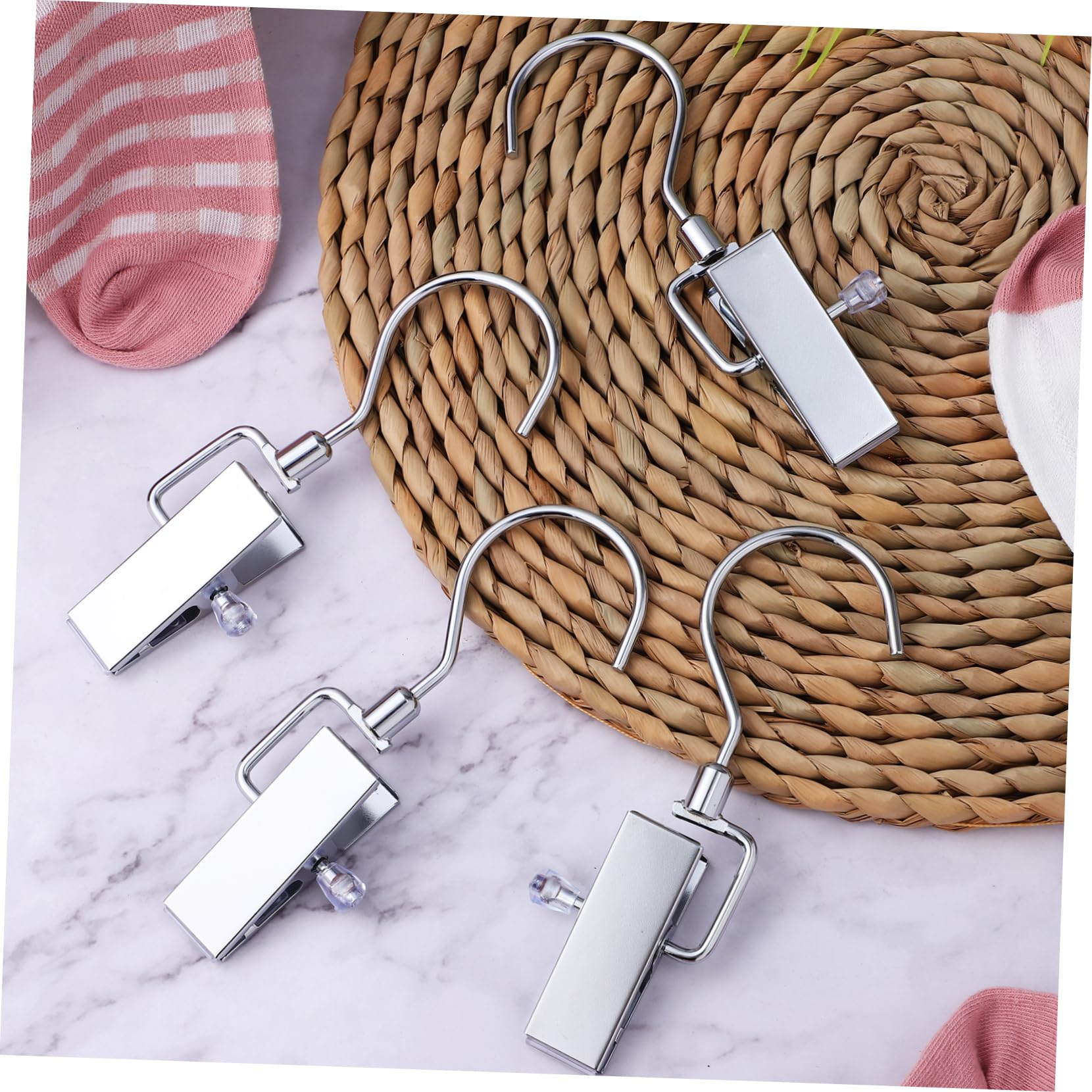 10piezas Pinzas De Metal para Ropa Perchas Giratorias para Zapatos y Sombreros Organizador para Armarios y Tiendas