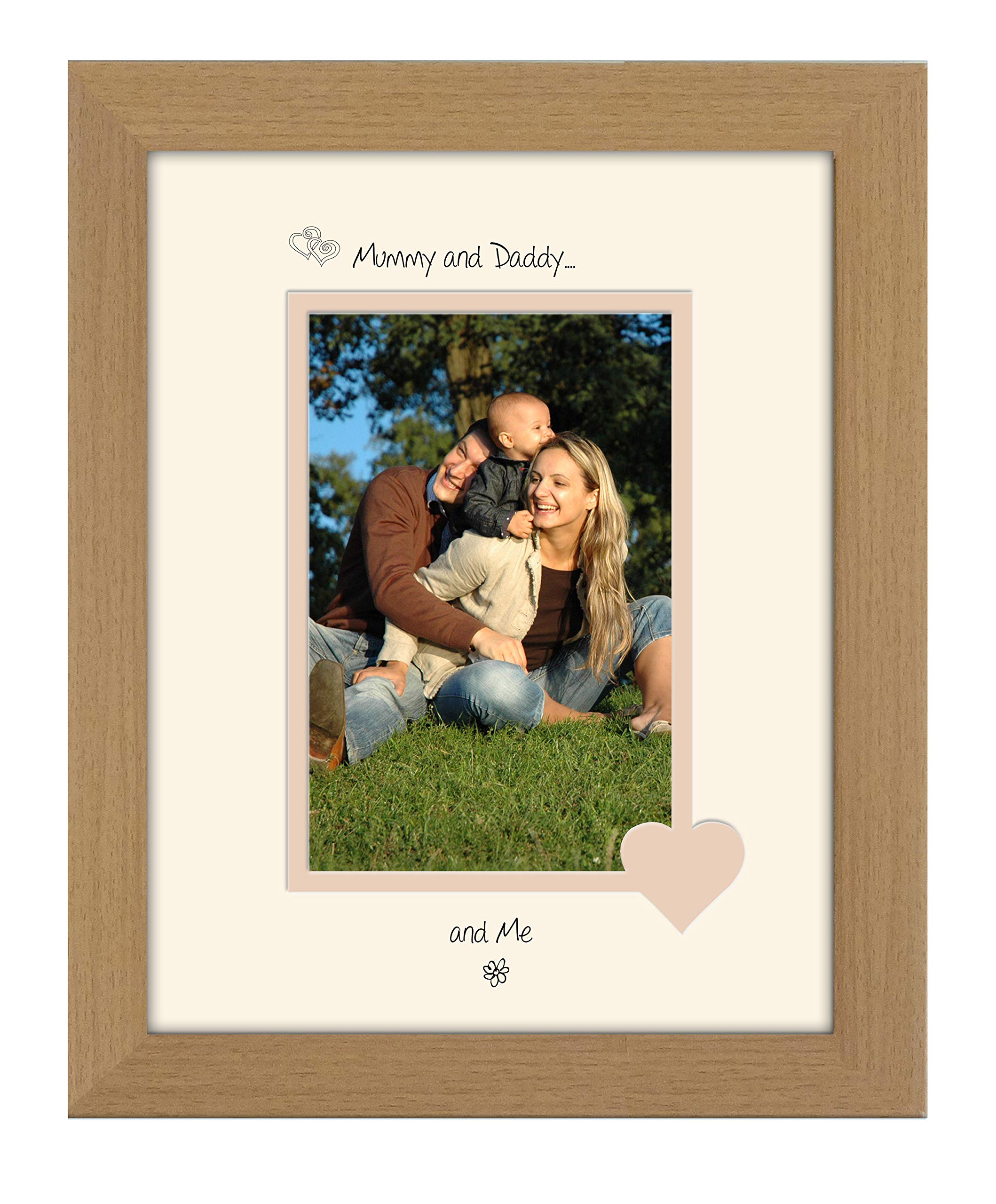 Photos In A Word Oak Finish Frame Cream Mount Beige Inside Mummy & Daddy Photo Frame Mummy & Daddy And Me Portrait 6X4 Double Mounted 1004F Quality Gift (Oak Finish Frame Cream Mount Beige Inside)