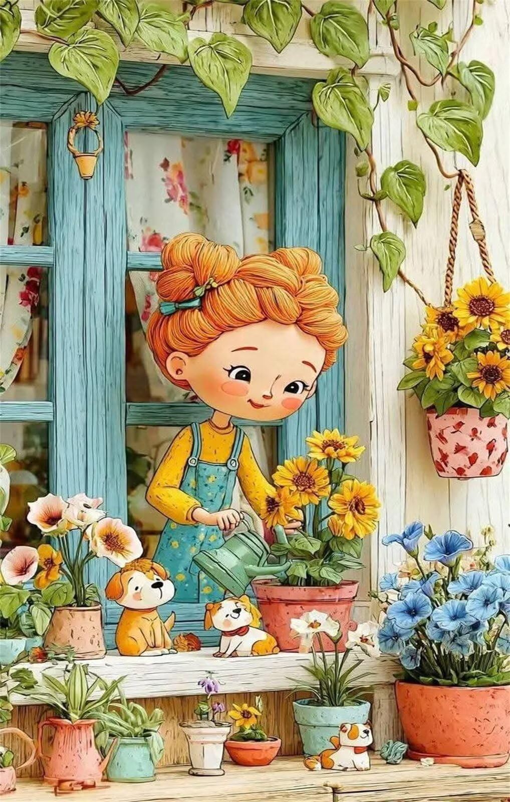 Puzzle 1000 Piezas Adultos, Niña Dibujos Animados Flores Puzzle, 75x50 cm, Familia Descompresión de la Vida Rompecabezas, Clásico para Mujeres y Hombres, como Decoración del Hogar