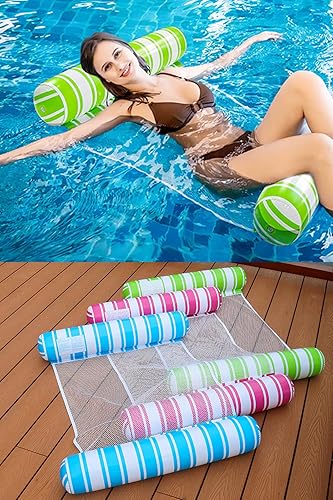 Miniatura 7 de Paquete de 3 flotadores de agua para adultos, flotadores de piscina multiusos 4 en 1, sillas de piscina flotantes para adultos, hamaca flotante,